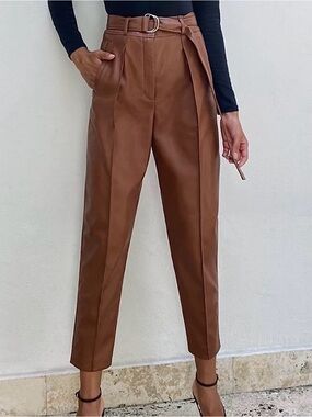 Aritzia Babaton Faux Leather Pants in Cognac! Size 2!